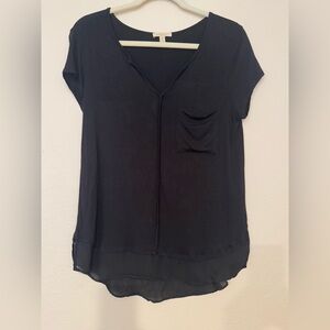 Anthropologie Bordeaux Black Cap Sleeve Top Size S